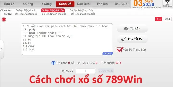 03 bước chơi xổ số 789Win cơ bản dành cho tân thủ