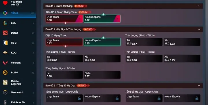 Sự đa dạng của kèo cược tại E-sports 789Win